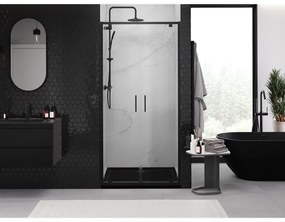 Mexen Exo, dvojité krídlové sprchové dvere 90x200 cm, 6mm číre sklo, čierny profil, 8182-090-000-70-00