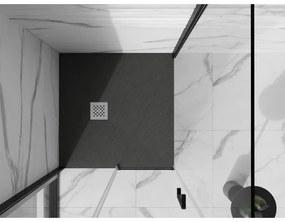 Mexen Stone+, štvorcová vanička z minerálneho kompozitu 80 x 80 cm, antracitová, 44718080