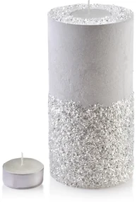 Střední moderní svícen Diament 24 cm bílý