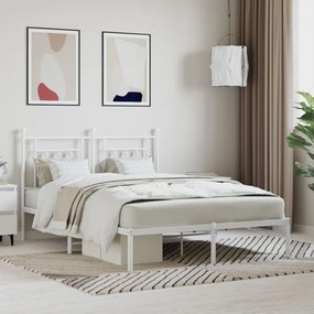 Kovový rám postele s čelom biely 150x200 cm 353588