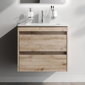 Skrinka s umývadlom 60 AM.PM Spike MPA-FHX0602HF-WCC0602WG závesná, 2 zásuvky, svetlý dub