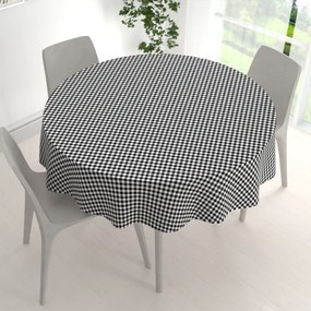Biante Bavlnený okrúhly obrus Sandra SA-060 Čierno-biele kocky Ø 110 cm