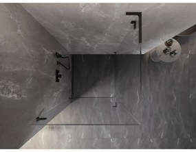 Mexen Lunar-B L výklopný sprchový kút ľavý 100 x 100 cm, číre sklo, čierna matná, 832L-100-100-70-00-L