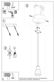 Sollux SL.0964 - Luster na lanku QUBIC 1xE27/60W/230V betón/drevo šedá