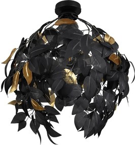 Matne čierne kovové stropné svietidlo s plastovým tienidlom ø 38 cm Leavy – Reality