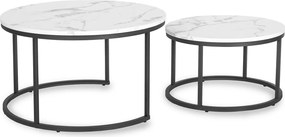 Set 2 konferenčných stolíkov Delito Max (mramor biely + čierna) . Akcia -19%. Vlastná spoľahlivá doprava až k Vám domov. 1119268