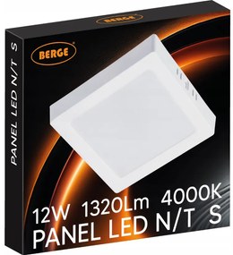 BERGE Prisadený štvorcový LED panel 12W - 1320lm - neutrálna farba