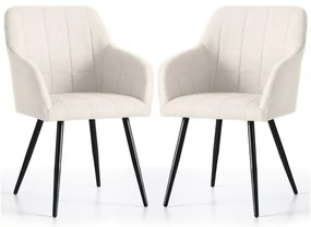 Sada dvoch jedálenských stoličiek LUXANO krémové / čierne nohy (2 ks)