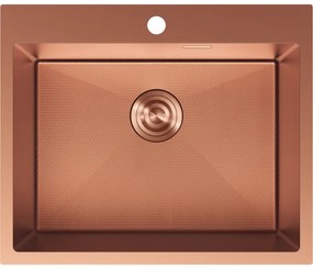 Mexen Solix, 1-komorový nerezový drez 600 x 500 mm, brúsená meď, vzor voština, 6408601000-65HC