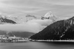 Fototapeta zimná krajina v čiernobielom - 150x100