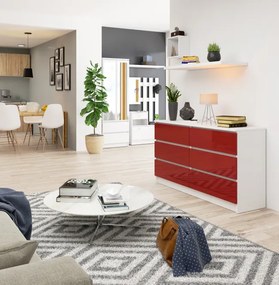 Komoda K140 6SZ CLP červená, lesk