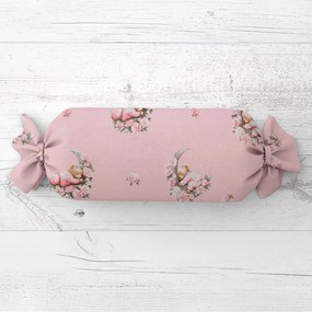 Biante Detský vankúš valec bonbon Sandra SA-626 Spiace medvedíky na ružovom 15x40 cm