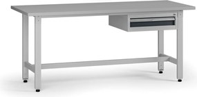 Výškovo nastaviteľný dielenský stôl G5, 1800 x 750 x 800-1000 mm, 1x kontajner, 1 zásuvka, grafit