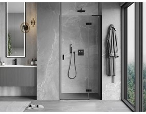 Mexen Mist-H L, 1-krídlové sprchové dvere pravé 85 cm, číre sklo, čierny profil, 8A5L-085-000-70-00-P