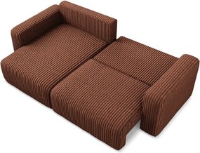 Menčestrová rozkladacia/s úložným priestorom rohová pohovka v terakotovej farbe (ľavý roh/s leňoškou) Kona – Makamii