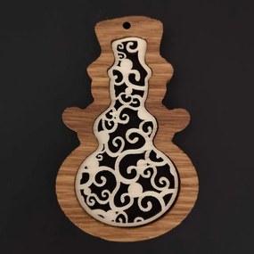 AMADEA Drevená ozdoba z masívu s vkladom - snehuliak s ornamentom 8 cm