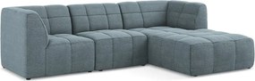Modrá rohová pohovka z textílie buklé (pravý roh/s leňoškou) Aloha – Makamii