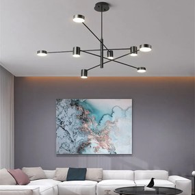 Toolight Toolight, LED stropné svietidlo s 8 ramenami 75x124 cm APP598-8C, čierna, OSW-08566