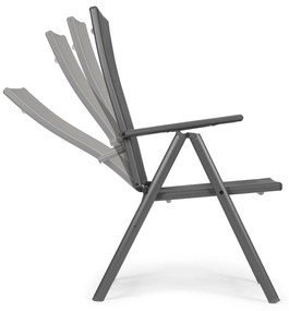 Sada 2 skladacích oceľových záhradných stoličiek s nastaviteľným operadlom ModernHome - šedá