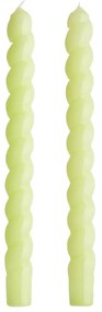 Butlers TWISTED Sada lesklých sviečok 2 ks 25,5 cm - zelená