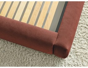 Oranžová čalúnená dvojlôžková posteľ s úložným priestorom s roštom 160x200 cm Vernon – Bobochic Paris