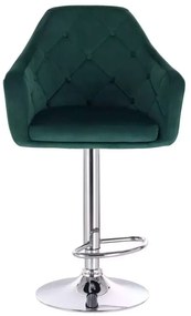 LuxuryForm DESIGN Barová stolička ANDORA VELUR na striebornom tanieri - zelená