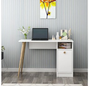 Asir Pracovný stôl CANNAS 110x74 cm biela/hnedá 475OLV1202