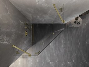 Mexen Lunar, Päťuholníkový sprchový kút Mexen Lunar naklápací doľava 100 x 100 cm, 8mm číre sklo, zlatý matný profil, 831-100L-100P-55-00-L