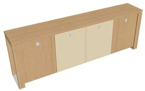 Nízka skriňa Verno+ S 260 x 46 x 90 cm, kombinované dvere, dub svetlý / vanilka