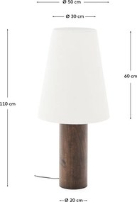 Biela/v tmavo prírodnej farbe stojacia lampa s textilným tienidlom (výška 110 cm) Marga – Kave Home