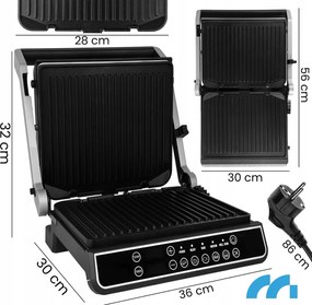 Elektrický kontaktný gril SM5000W-PRO s LED displejom – 2500 W