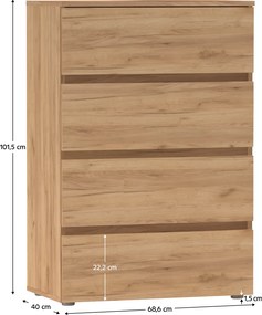 Komoda PARMAD, dub craft zlatý