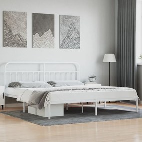 Kovový rám postele s čelom biely 200x200 cm 352634