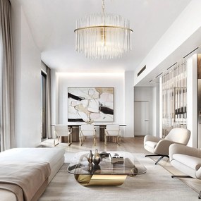 Toolight Toolight, krištáľové stropné svietidlo 6xE14 APP1653-6CP, zlatá lesklá, OSW-01596