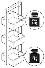 Stojací regál s 3 úložnými boxmi, biely