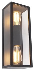 Priemyselná nástenná lampa čierna 38 cm 2-svetlo IP44 - Charlois