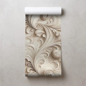 Tapeta elegantné béžové ornamenty na mramore
