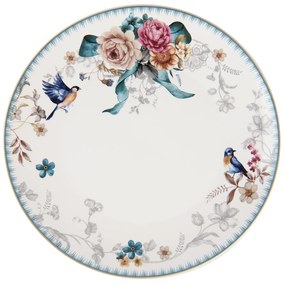 Jedálenský tanier s motívom kvetín a vtáčika  Pivoine - Ø 26*2 cm