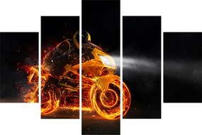 Obraz - Motorkár s plameňmi (150x105 cm)