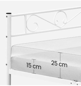 Kovový rám postele 190x140 cm Vasagle Dramatico bílý