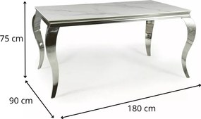 Jedálenský stôl Prince 180 cm biely mramor/chróm