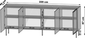 Štvordverová komoda Dunari 220 cm - dub dunin