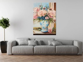 Gario Ručne maľovaný obraz Farebné kvety vo váze Rozmery: 100 x 70 cm