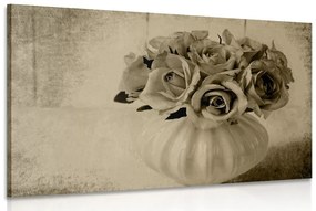 Obraz ruže vo váze v sépiovom prevedení Varianta: 90x60
