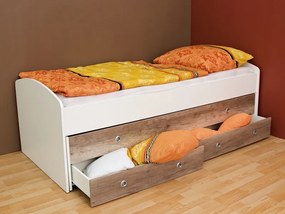 Rozkladacia posteľ Patrik Color 90x200 cm, biela/dub canyon