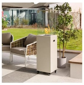 Planika Faro GAS - Vonkajší plynový krb 142x36 cm 8kW biela + ochranný kryt