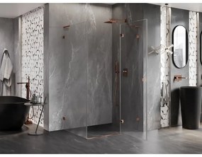 Mexen Lunar, L pravý výklopný sprchový kút 95 x 90 cm, 8mm číre sklo, profil ružové zlato, 834L-095-090-60-00-P