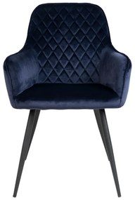 Tmavomodré čalúnené jedálenské kreslá v súprave s podrúčkami 2 ks Harbo – House Nordic