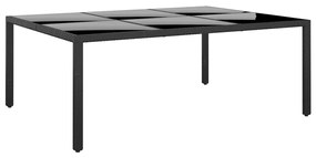 Záhradný stôl 200x150x75 cm tvrdené sklo a polyratan čierny 310586