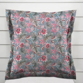 Biante Dekoračná obliečka na vankúš s lemom PML-043 Tropické kvety na sivom 35 x 45 cm